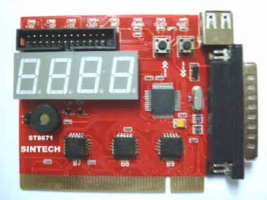 ST8671 PCI+LPT port 4 bits diagnostic post card for Desk pc and notebook 